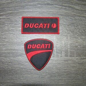 (2) Ducati Motorcycle Red & Black Embroidered Iron On Patches